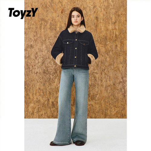 ToyzY环保毛毛领牛仔外套女内里加毛2025冬季新款ZC35510230