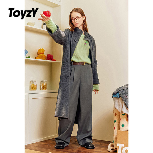 ToyzY 骆驼绒羊毛立领毛呢外套女长款大衣2025冬新款ZC35380020
