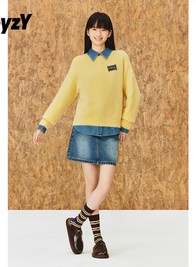 ToyzY软糯仿貂北极绒鹅黄色圆领毛衣女2025秋新款ZC35306060