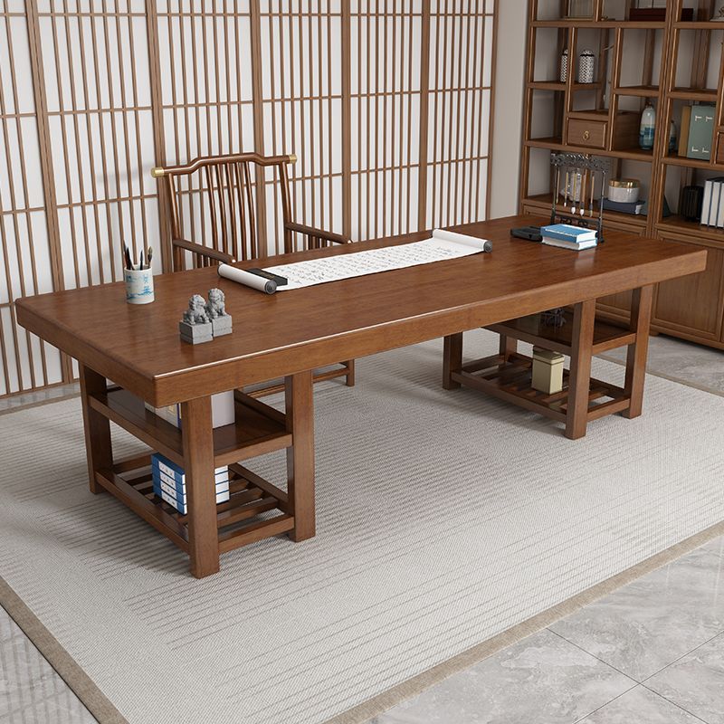 新中式实木书桌复古风画案写字台带储物办公书房画案书法家用房间