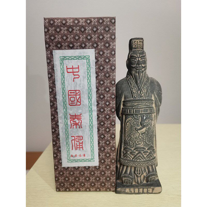 速发西安兵马俑旅游纪念品青石色单俑盒装兵马俑摆件送老外特色工