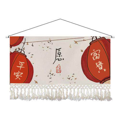 现货速发新中式喜庆挂画布艺客厅沙发背景墙装饰挂布卧室床头布画