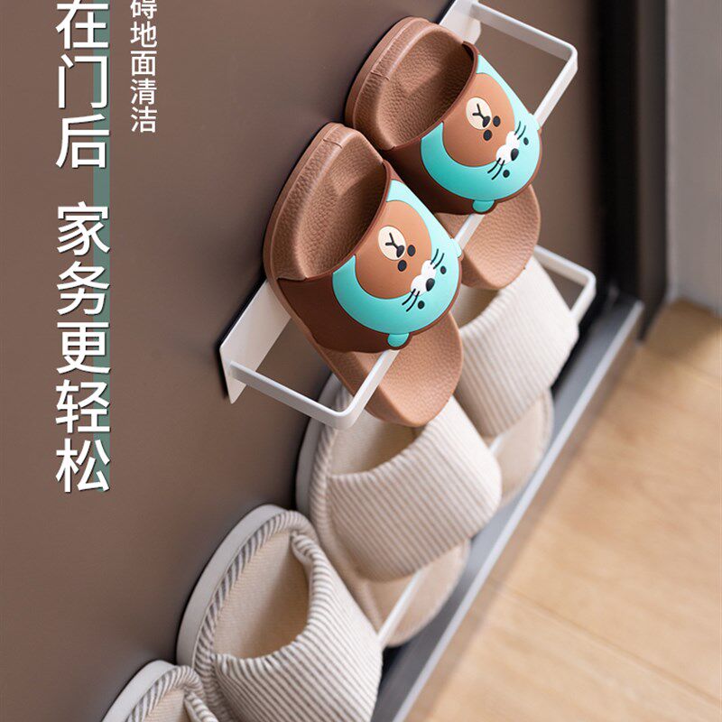 现货速发入户门后磁吸拖鞋架鞋架吸铁石置物架门上磁铁收纳拖