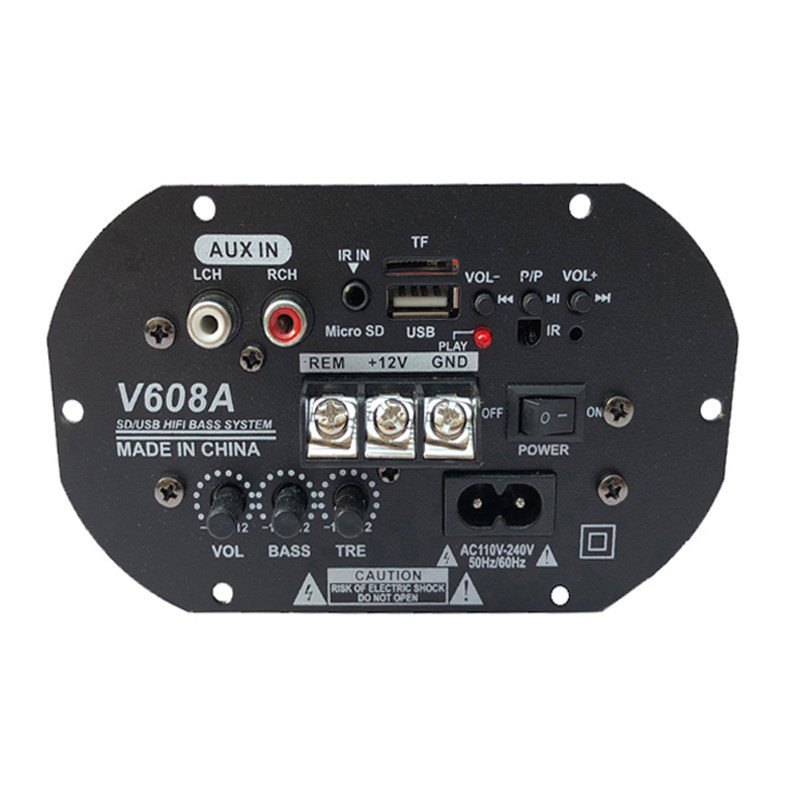 现货速发6至10寸大功率220V/12V汽车低音炮功放板车载有源插卡蓝