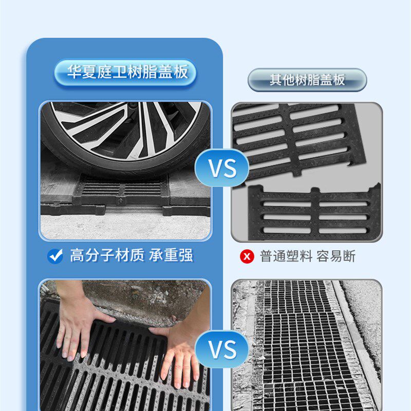 现货速发树脂格栅板水槽排水沟高分子地沟下水道盖板塑料厨房井盖