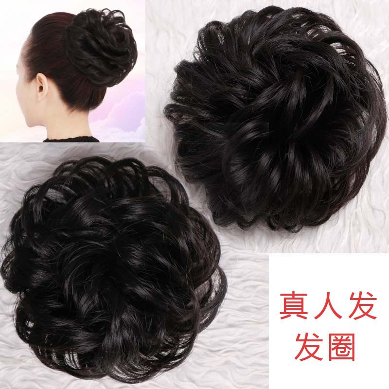 现货速发新品假发真发圈高丸子头花卷造型发饰自然盘发花苞皮筋蓬