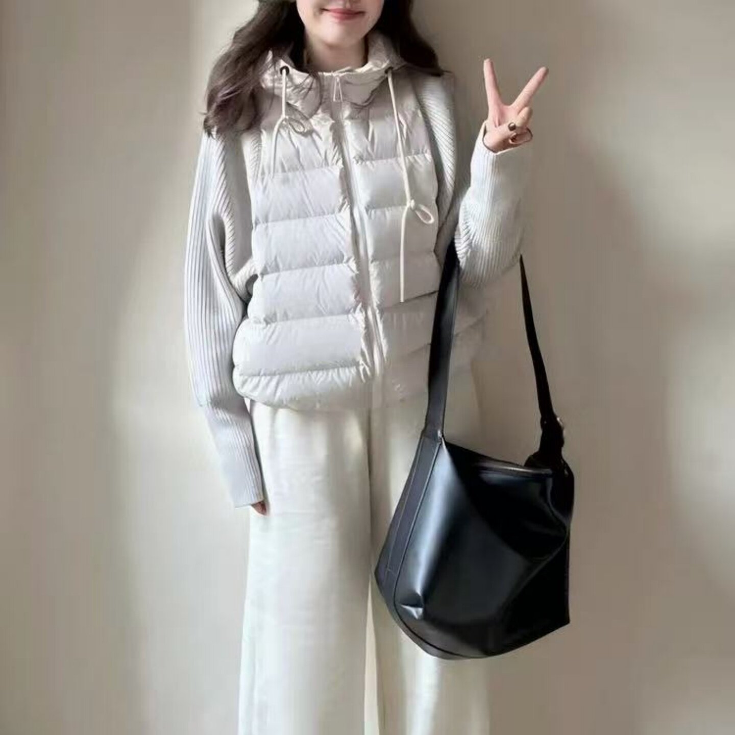轻薄针织拼接棉服女短款2025冬季新款假两件棉衣韩版宽松冬装外套