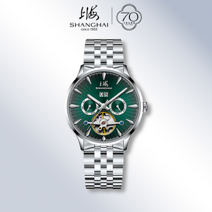 上海手表男款 节日礼物 镂空飞轮系列自动机械多功能盘透底腕表610
