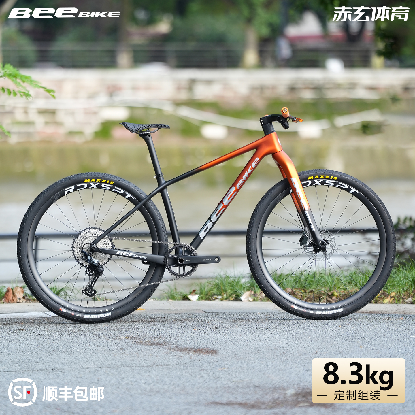 BEEBIKE碳纤维山地自行车定制组装8.3kg全内走线碟刹超轻山马整车