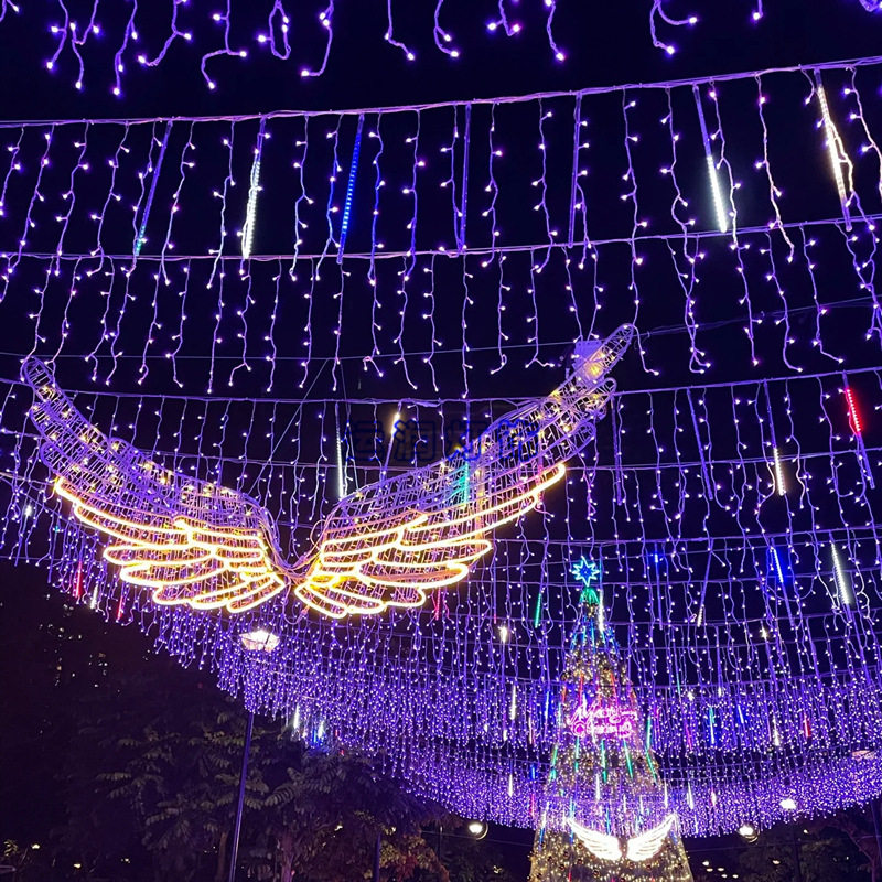 LED天使翅膀跨街流星灯圣诞亮化