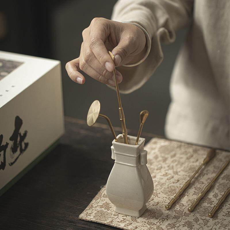 香IVX墨己草木香道配灰件用具茶道瓶铜制打篆工具陶瓷花插瓶