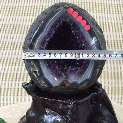 巴西然石紫晶洞天摆件JVS聚宝盆原石紫晶洞玛瑙边水裸原矿原石洞