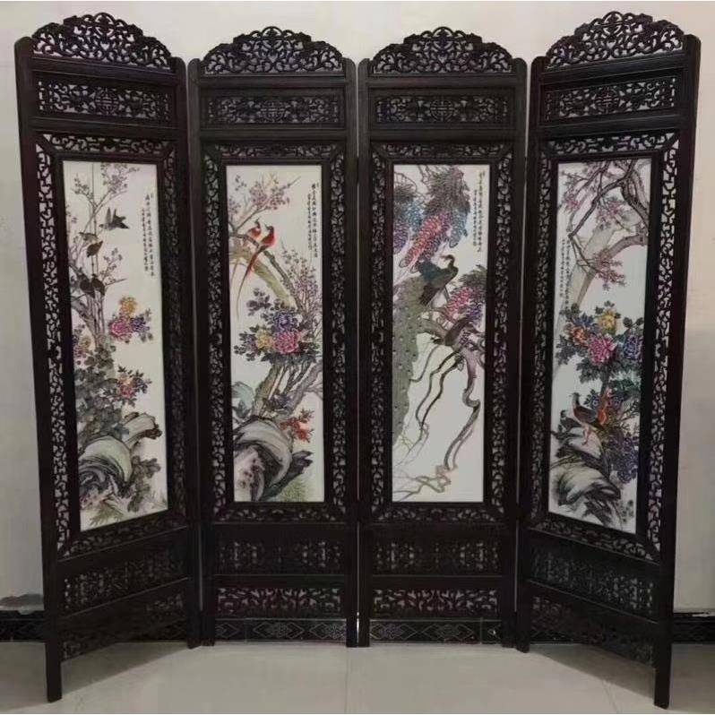 陶瓷瓷板WUD画仿古做旧折瓷画古板典家居茶屏楼中式陶瓷摆件