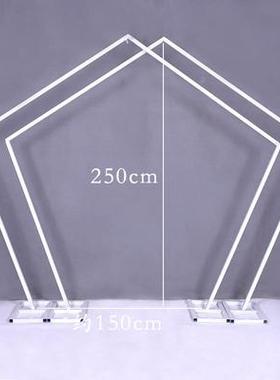 新FMP款婚庆道具铁艺五边形舞何拱门台装饰景背森系户外几婚礼摆