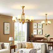 全厅铜美式 客灯轻奢餐现厅灯43718代简约大气家用吊卧室灯2020新