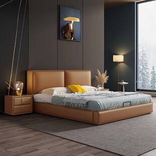 SYPC油11现代简约奶风CKM皮艺高床大小户型具卧室家端大气新款双