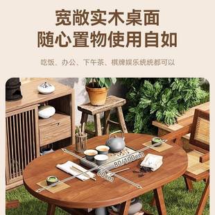 家用休闲区中式 实木阳台小茶桌艺术感茶几2025新款 木茶台桌椅组合