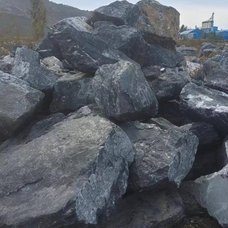 黑家山石置石石蛋景园绿化原石厂买卖观河道景石造林景草坪石6黑