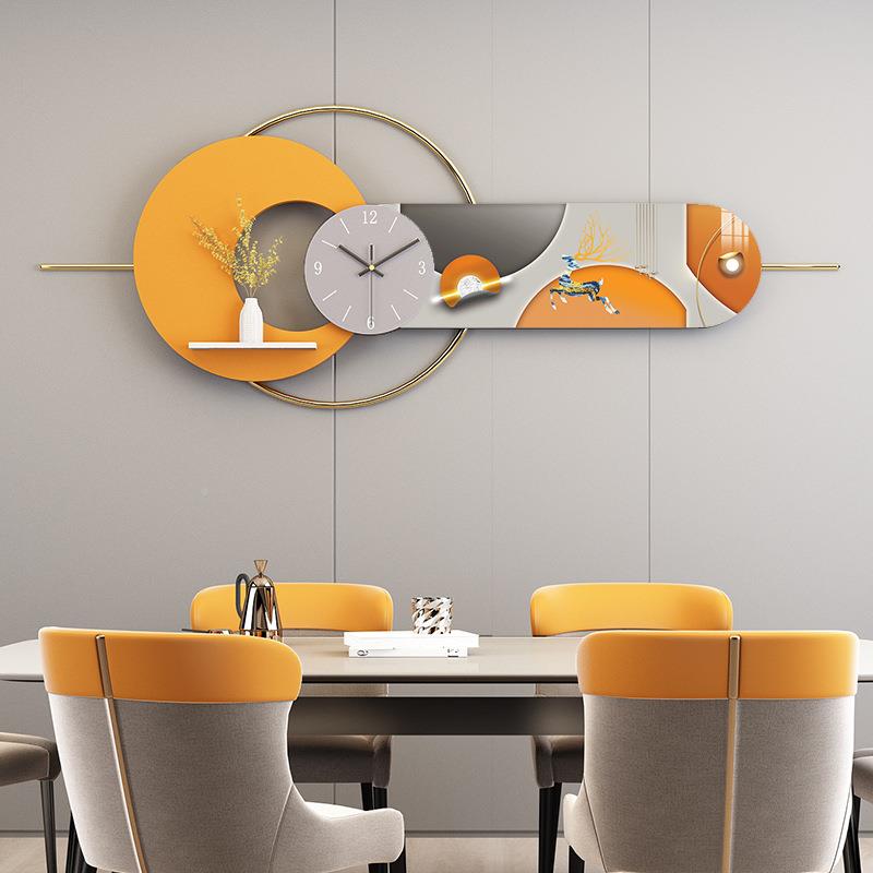 关新款红组壁挂画立体钟表装饰画玄餐厅网墙面晶瓷OIF合装饰画壁图片