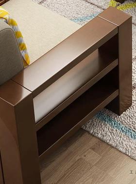 实木沙发组合代现简约小户型客转厅贵FJR妃角木布三人位沙加发无