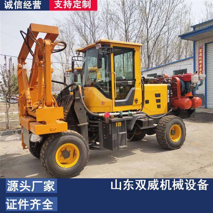 高速公路护打机桩小型轮公路护栏打栏桩AUI机打拔四钻一体机厂家