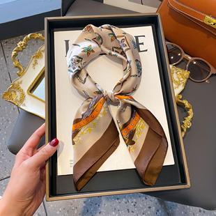 小方巾桑蚕丝围巾百搭真丝巾女春秋薄款真丝头巾围脖脖套发带新款