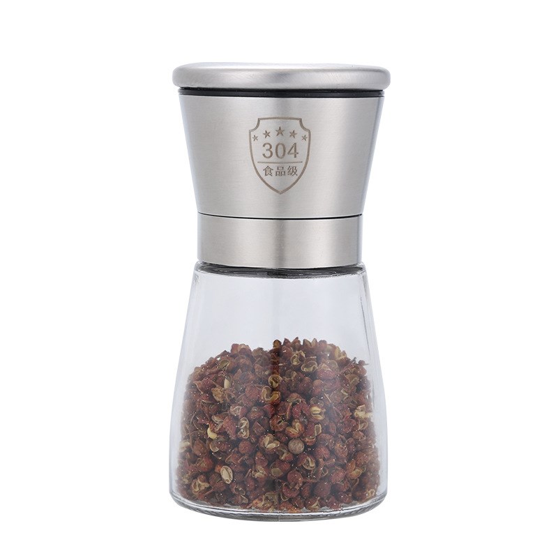 现货速发可批胡椒研磨器碳钢芯04不锈钢家用手动调料瓶花椒手磨粉