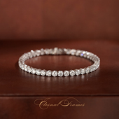 四爪男女款 极石珠宝 18K金铂金人造培育钻石爆闪网球手链简约经典