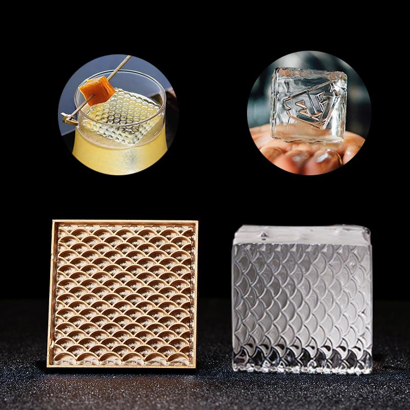 酒吧灵魂调酒师威士忌酒吧制作LOGO方块冰纯铜定制冰印快速成形器