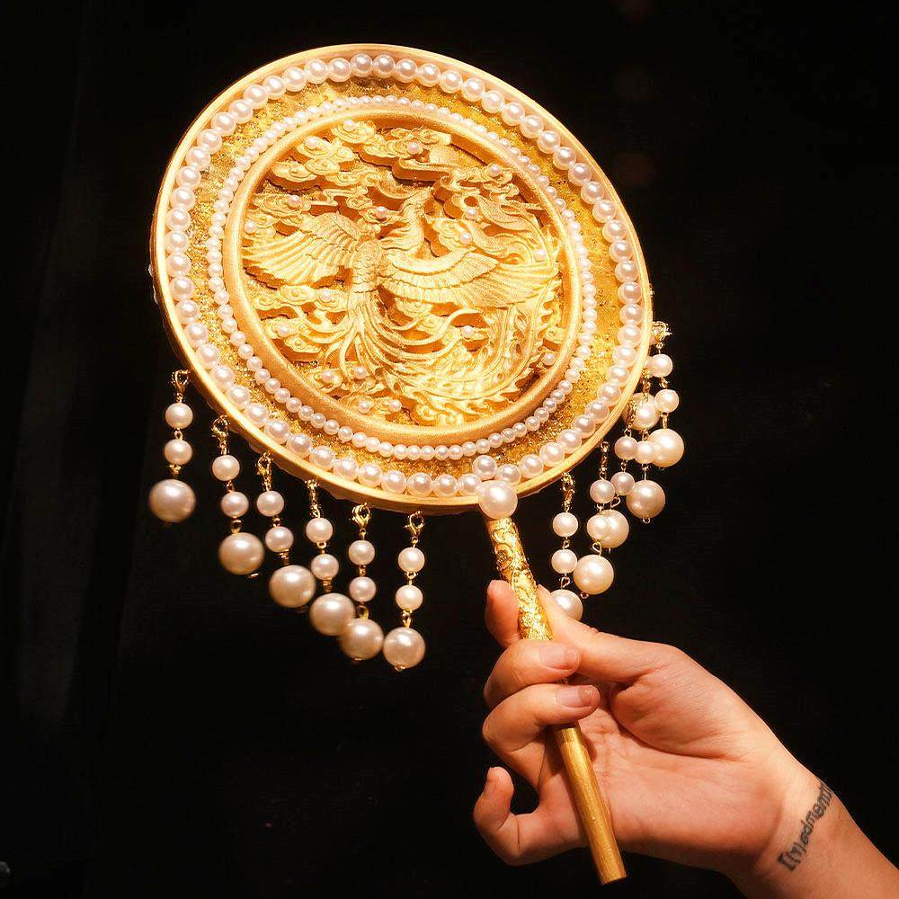 新娘团扇结婚diy材料包手工喜扇金色新中式婚礼出嫁手捧花送闺蜜,家居饰品,工艺扇/团扇/喜扇/折扇,淘宝优惠券,粉丝福利购,淘宝优惠卷