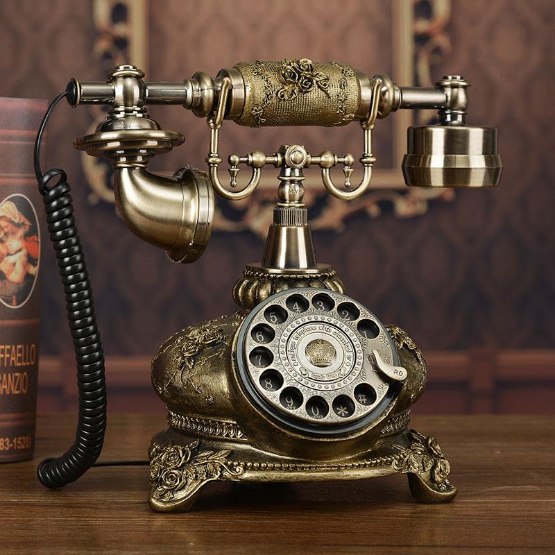 老式时尚创意旋转电话机彷古欧式田园覆古家用座机办公古董电话