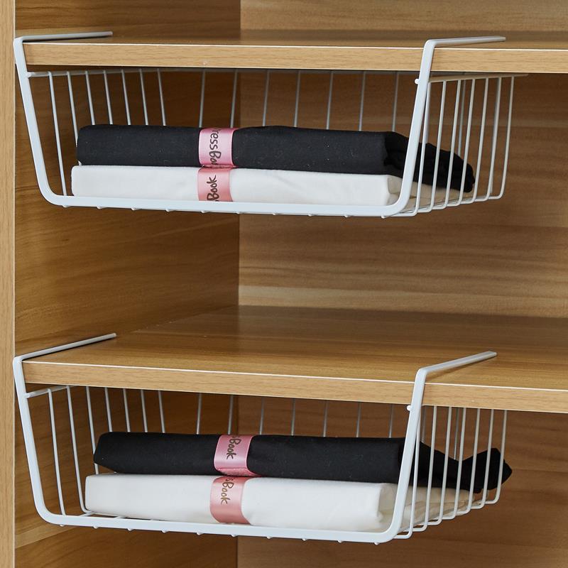 厨房收纳置物架 金属铁艺储物架衣柜篮吊柜下挂篮挂架免打孔橱柜