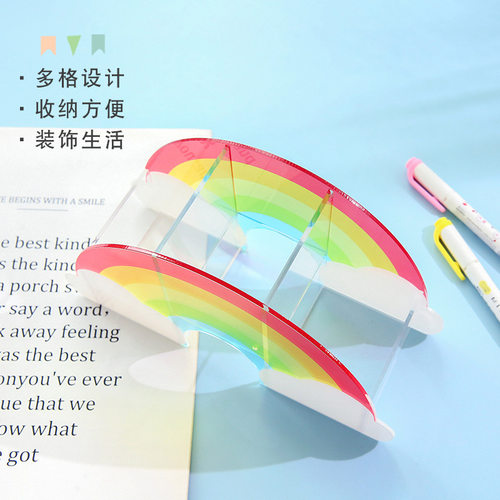 现货速发大容量三格笔筒简约创意桌面压克力多功能文具笔插办公收