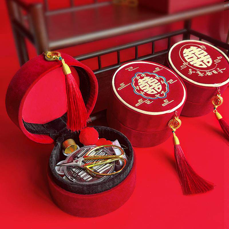速发新娘结婚喜庆婚礼嫁妆陪嫁针线包龙凤小剪刀针线家用套装针线