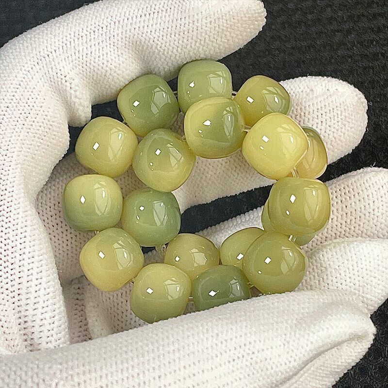 现货速发绿阴皮白玉菩提根手链渐变菩提子手串手持男绕指柔盘玩佛