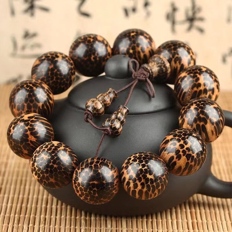 新款龙鳞木手串佛珠蛇纹s木鱼子纹文玩工艺品花梨沉香阴沉木金丝