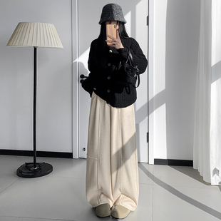 阔腿裤 汀代丝秋冬新款 高腰加绒加厚休闲弯刀裤