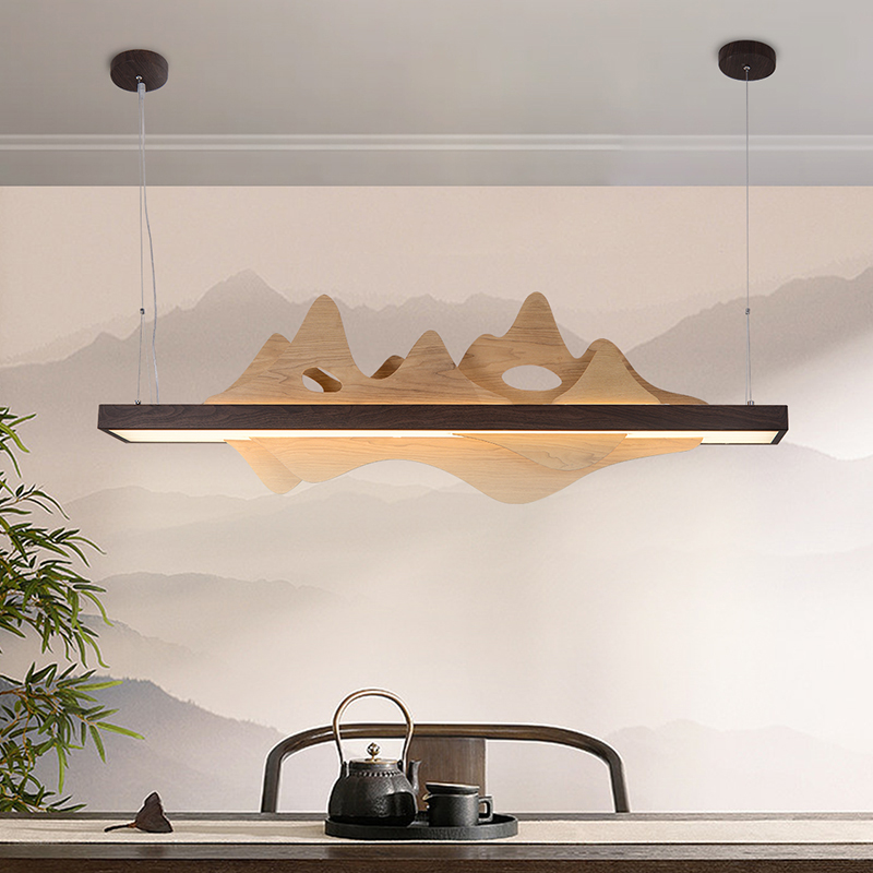 led吊灯古典复古实木麻将灯前台