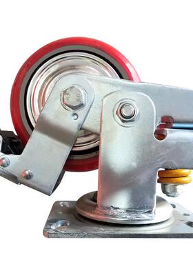 耐冲击抗震弹簧减大盘轨道直径珠密防缠ECZ绕脚轮聚封氨酯震脚轮