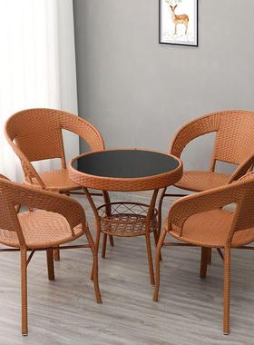 3阳CEW台茶桌椅休闲桌编椅椅子靠背茶小圆桌舒服藤椅r子藤椅桌茶