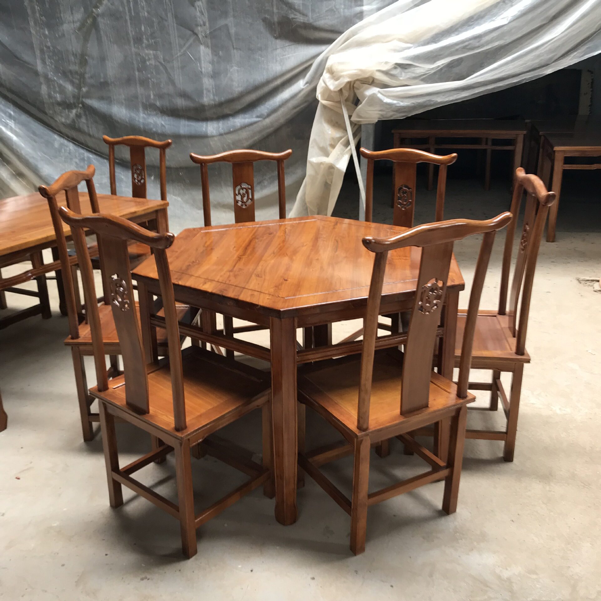 中式仿古明清家具实木酒楼餐馆八仙桌餐桌饭店小方桌餐桌椅组合