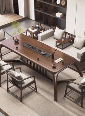 实木茶桌新中式代轻奢现家用厅办公客室泡茶罗CGW台喝茶桌椅组合