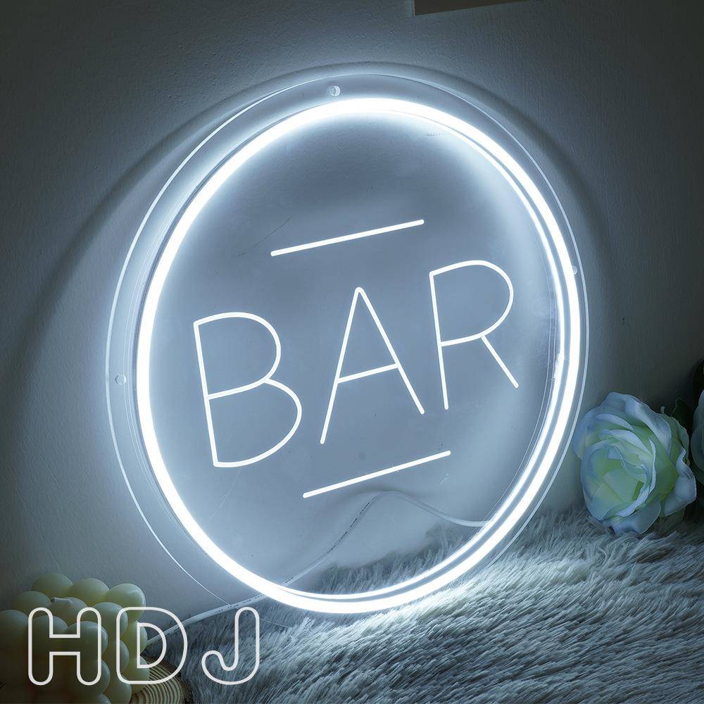led霓虹灯招牌BAR字母发光字亚克力雕刻灯牌商场店铺装饰灯跨境