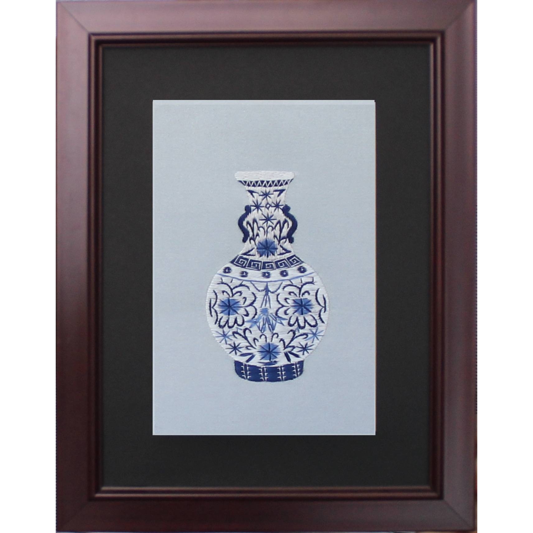 厂家生产苏绣成品客厅书房走廊装饰画苏州手工刺绣家居挂画花瓶图片