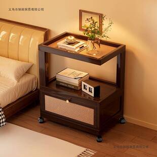 楠边几客茶厅沙发边柜小简约小几卧室家用带灯床78924竹头柜置物