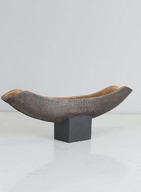 简约现新关中式船型长条摆件处样板房售楼CXP客厅玄别墅家居代装