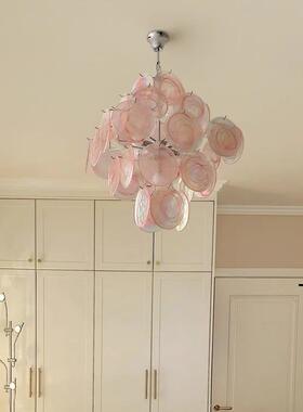灯姬意大玻利中古室客厅灯粉色璃56009灯具大厅主吊灯卧复古枝形