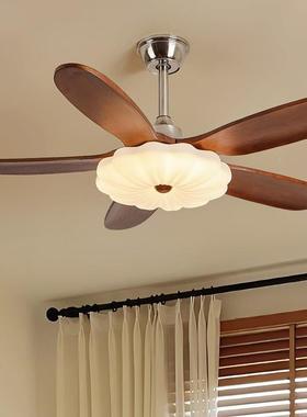 中古风客风扇灯美叶式复古胡力桃木色直家HBM用大风卧室餐厅吊厅