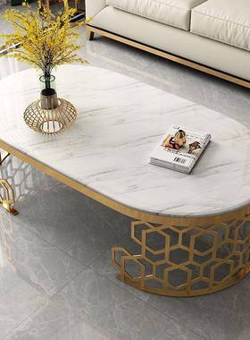 现个奢性HTQ后代轻大石茶几简约现代小户型创意理客厅简易椭圆茶