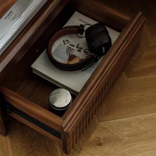 橡北美黑桃木实木床头柜IAT复轻奢樱桃木木古原木多功能收纳胡储